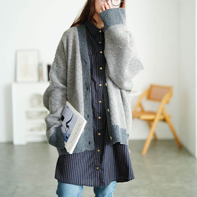 大きいサイズ レディース 胸ポケットストライプシャツチュニック　cpdai-640856 【メール便可】