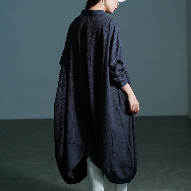 大きいサイズ レディース サイドコクーン変形シャツチュニック　nw-25047