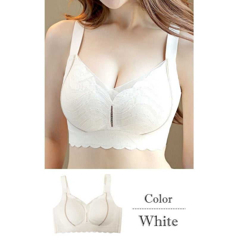 大きいサイズ レディース 4段ホック脇高ノンワイヤーブラ　goldy-1778 ホワイト