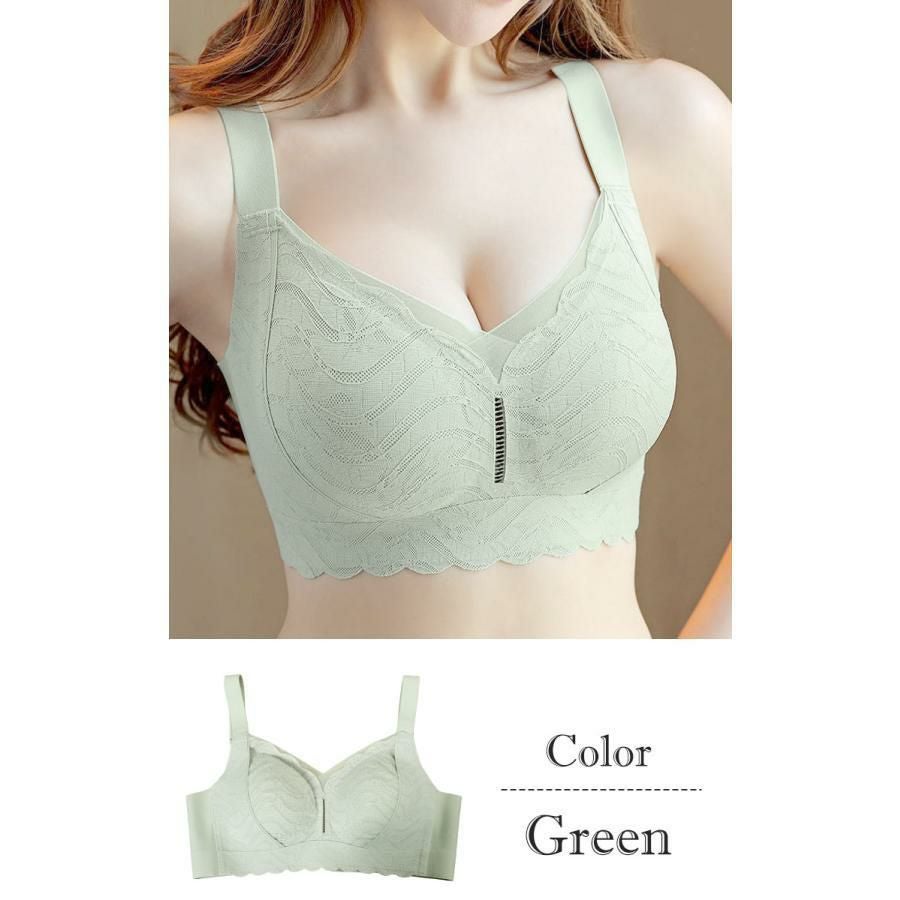 大きいサイズ レディース 4段ホック脇高ノンワイヤーブラ　goldy-1778 グリーン