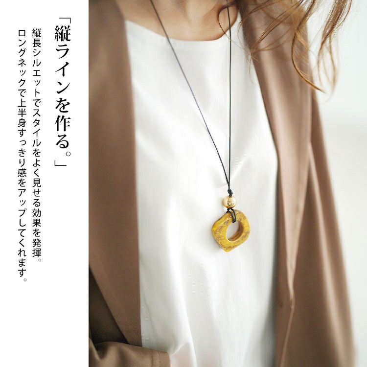 大きいサイズ レディース マーブルリングロングネックレス goldy-1777