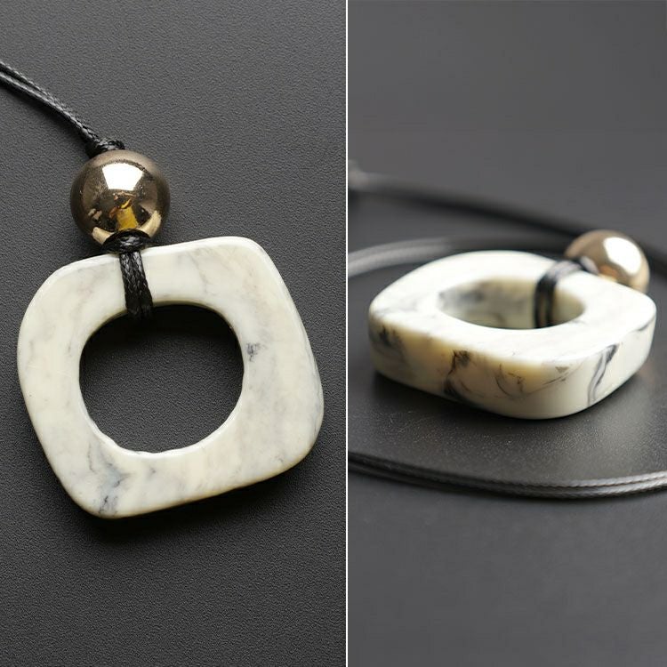 大きいサイズ レディース マーブルリングロングネックレス　goldy-1777【メール便可】