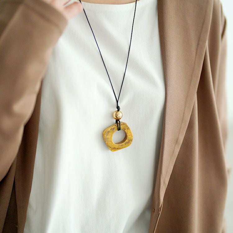 大きいサイズ レディース マーブルリングロングネックレス　goldy-1777【メール便可】