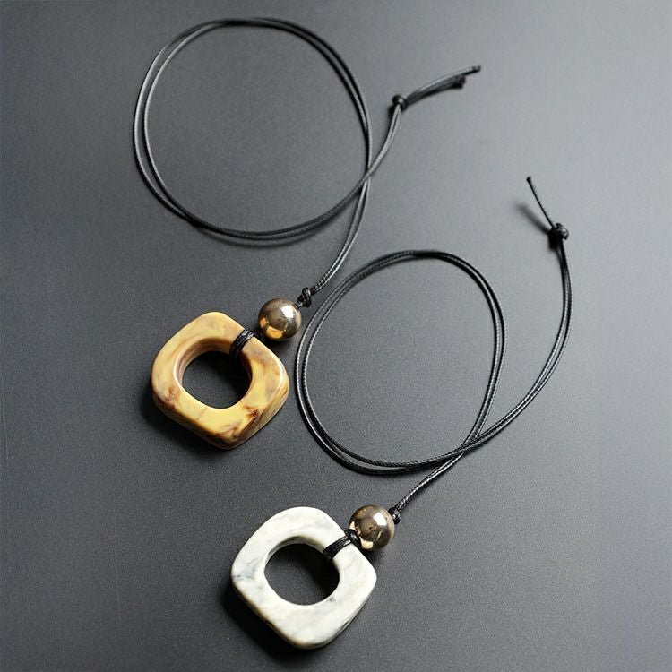 大きいサイズ レディース マーブルリングロングネックレス　goldy-1777【メール便可】