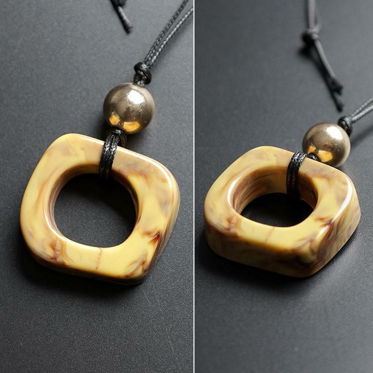 大きいサイズ レディース マーブルリングロングネックレス　goldy-1777【メール便可】 ブラウン