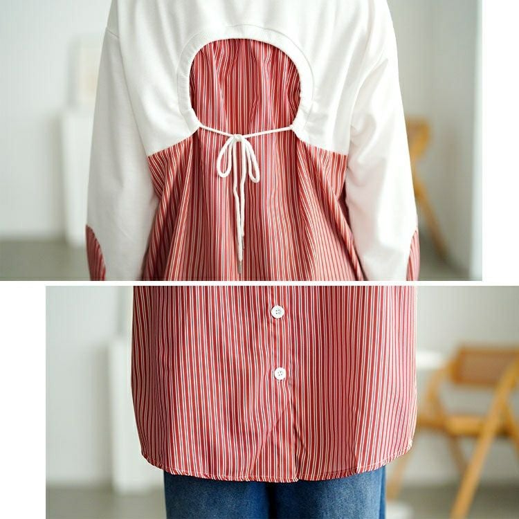 大きいサイズ レディース レイヤード風ストライプシャツ　goldy-1747【メール便可】