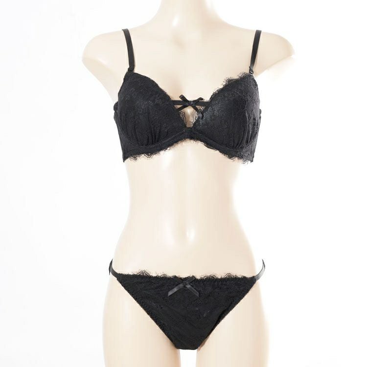 大きいサイズ レディース 谷間リボンノンワイヤーブラ＆ショーツ2点セット　nima-nj2183