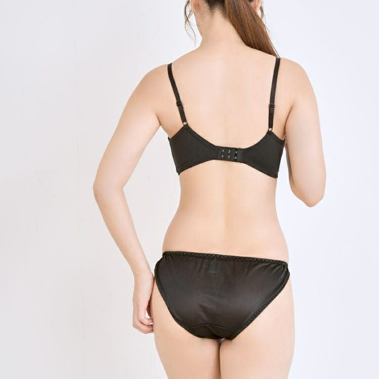 大きいサイズ レディース サテン切り替えノンワイヤーブラ＆ショーツ2点セット　nima-nj2185