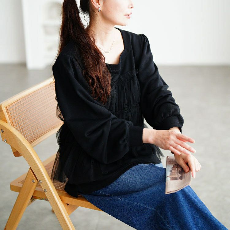 大きいサイズ レディース チュールビスチェドッキングプルオーバー　fem-619