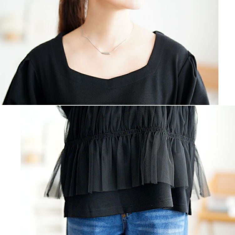 大きいサイズ レディース チュールビスチェドッキングプルオーバー　fem-619