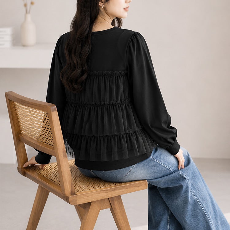 大きいサイズ レディース チュールビスチェドッキングプルオーバー　fem-619