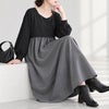大きいサイズ レディース 袖口タックドッキングバルーンワンピース　fem-616
