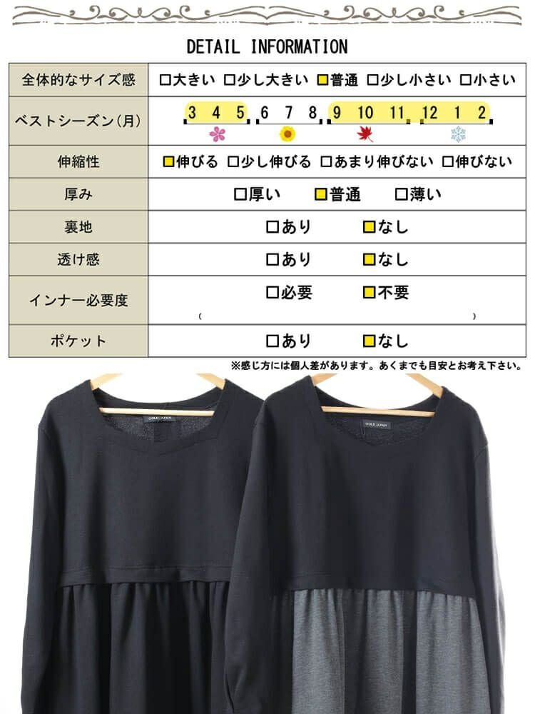 大きいサイズ レディース 袖口タックドッキングバルーンワンピース fem