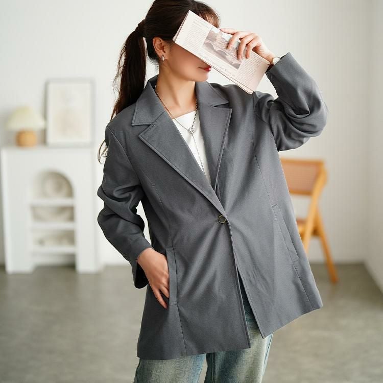 大きいサイズ レディース 2wayスリーブテーラードジャケット　tana-ww650034 グレー