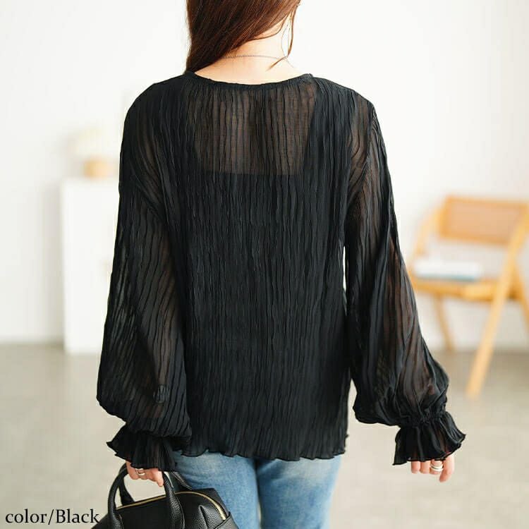 大きいサイズ レディース シアープリーツキャンディスリーブプルオーバー　maru-30193 【メール便可】