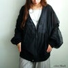 大きいサイズ レディース ギャザースリーブZIPシアーブルゾン　nw-25035 ブラック