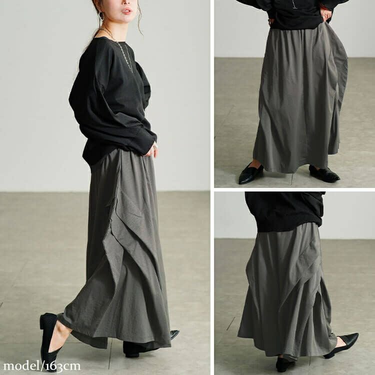 大きいサイズ レディース サイドタック変形スカート　sw-0813