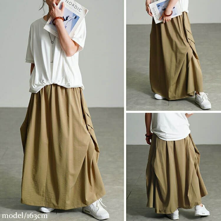 大きいサイズ レディース サイドタック変形スカート　sw-0813