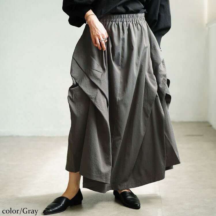 大きいサイズ レディース サイドタック変形スカート　sw-0813 グレー