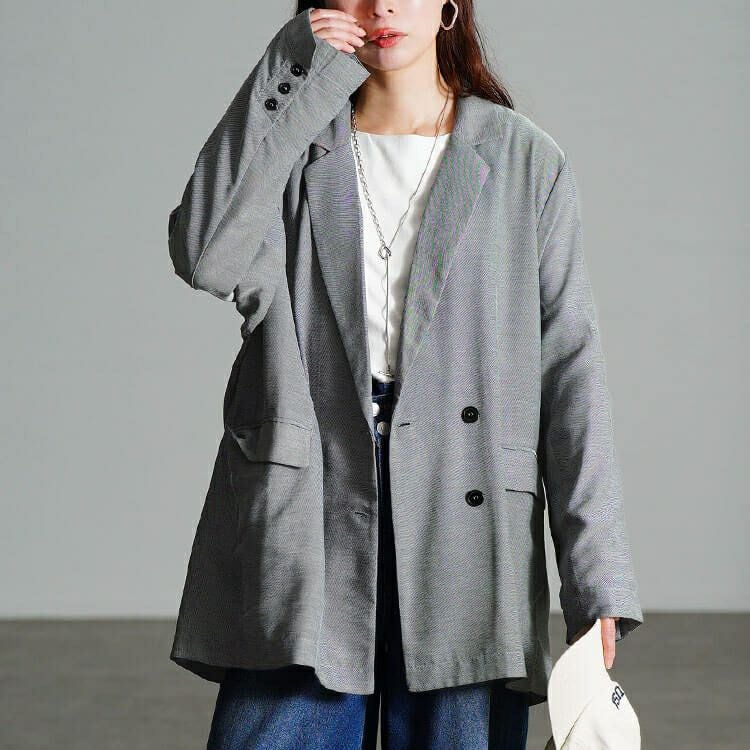 大きいサイズ レディース オーバーサイズメッシュテーラードジャケット　sw-0800 【メール便可】