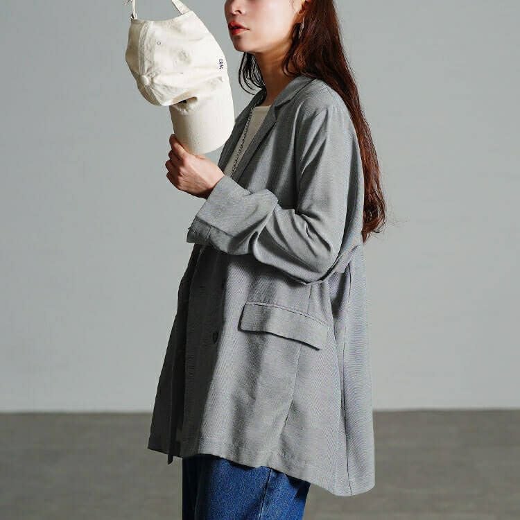 大きいサイズ レディース オーバーサイズメッシュテーラードジャケット　sw-0800 【メール便可】