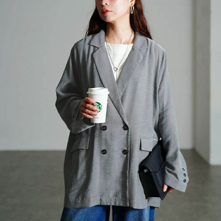 大きいサイズ レディース オーバーサイズメッシュテーラードジャケット　sw-0800 【メール便可】