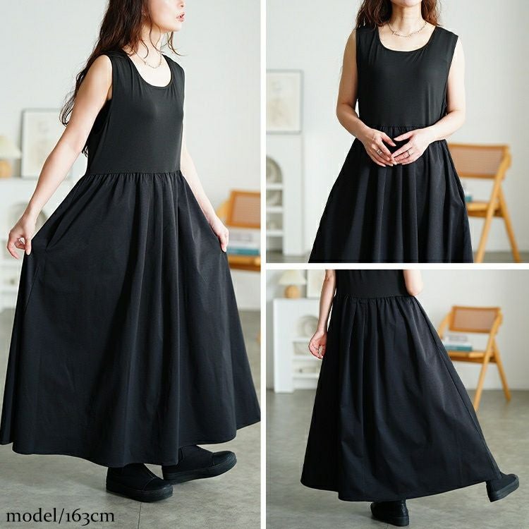 大きいサイズ レディース セーラーカラーZIPブルゾン＆異素材ノースリーブワンピース2点セット　sw-0758