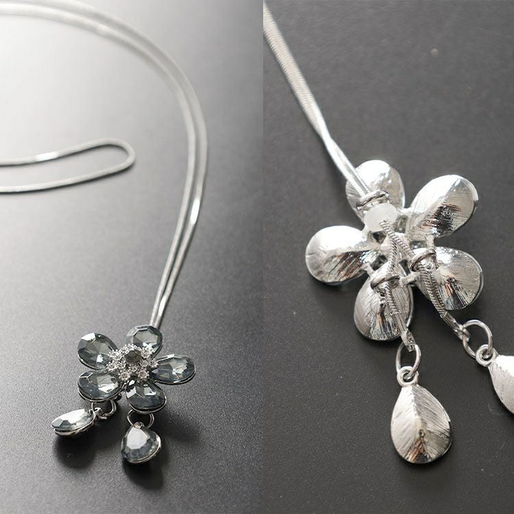 大きいサイズ レディース ラリエット風フラワーネックレス　goldy-1776【メール便可】