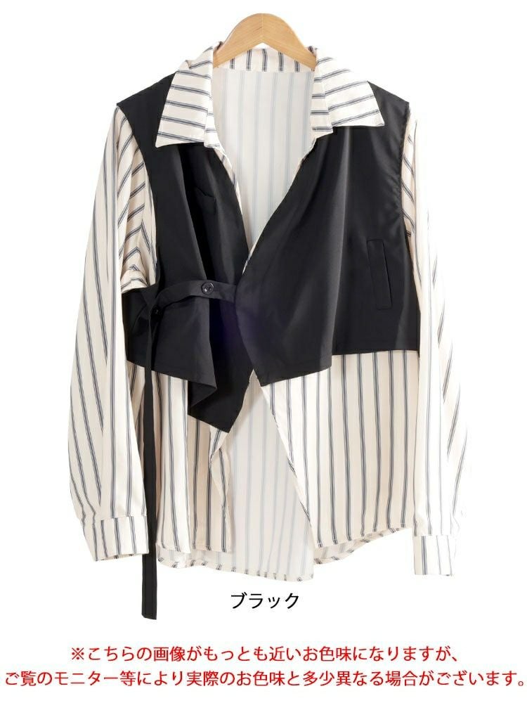 大きいサイズ レディース レイヤード風アシンメトリーシャツ　goldy-1758【メール便可】