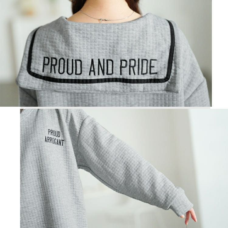 大きいサイズ レディース セーラーカラーワッフルトップス　goldy-1763