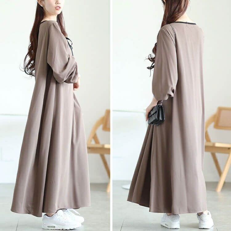 大きいサイズ レディース 配色パイピングリボンAラインワンピース　fem-602 【メール便可】