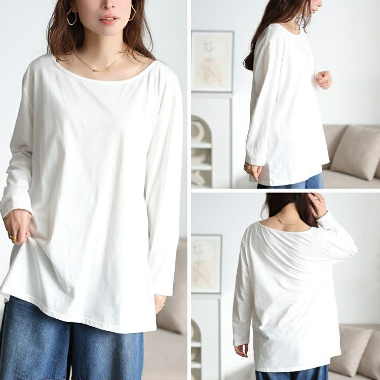 大きいサイズ レディース 裾ドロストベスト＆ロンT2点セット　bai-0196