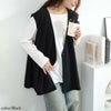 大きいサイズ レディース 深Vネック変形ジレ＆ロンT2点セット　bai-0194 ブラック