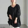 大きいサイズ レディース 脇ギャザー切り替えコクーンチュニック　bai-0191 ブラック