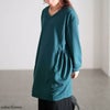 大きいサイズ レディース 脇ギャザー切り替えコクーンチュニック　bai-0191 グリーン