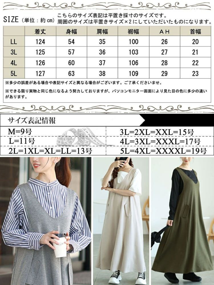 大きいサイズ レディース 深VネックAラインジャンパースカート tog