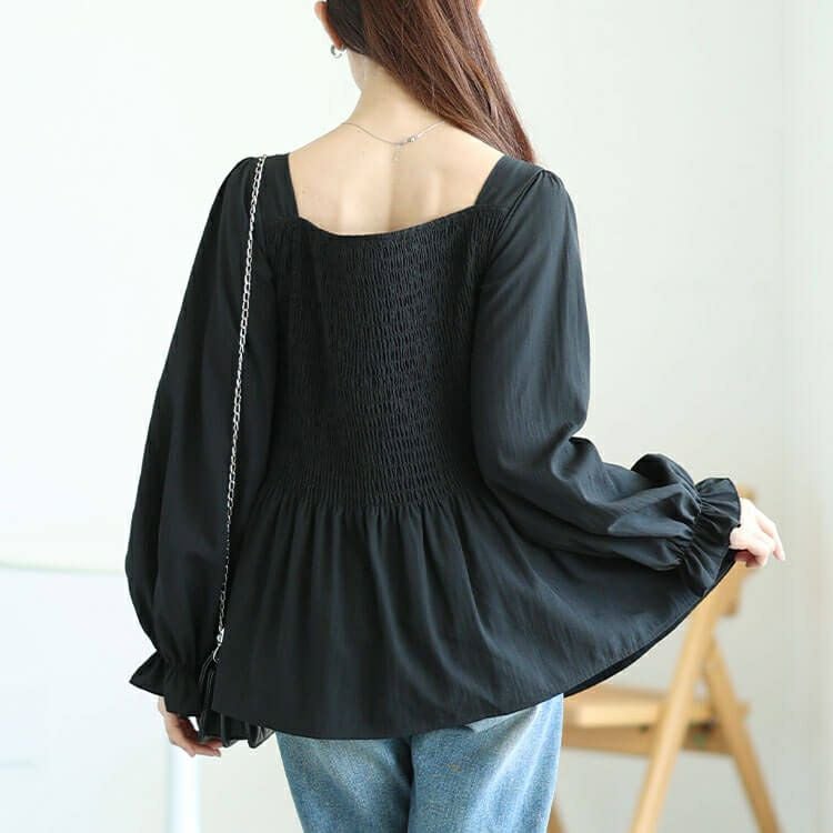 大きいサイズ レディース ビッグリボンシャーリングペプラムチュニック　tog-1059