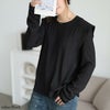 大きいサイズ レディース フリル切り替えシャーリングプルオーバー　jp562 ブラック