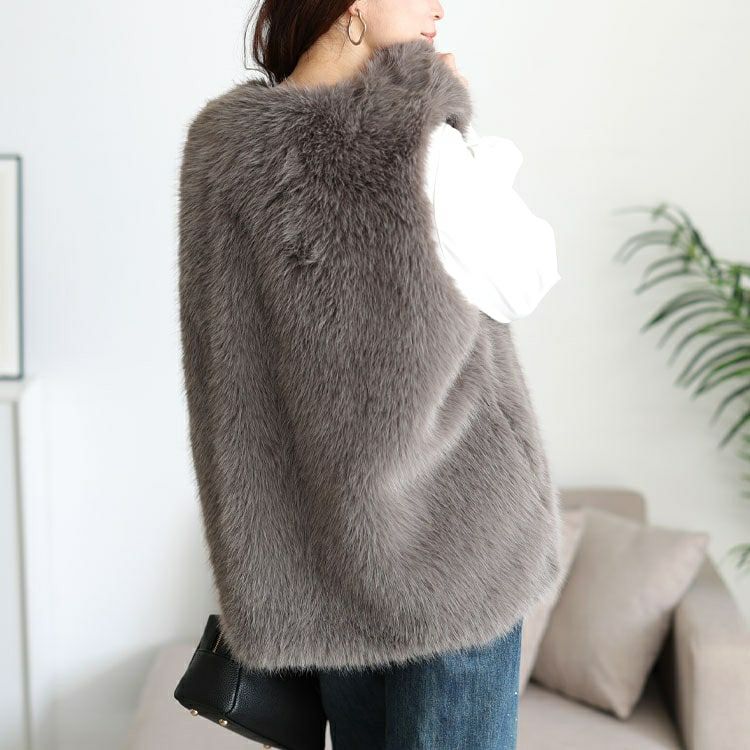 大きいサイズ レディース シャギーファーベスト　sada-6935