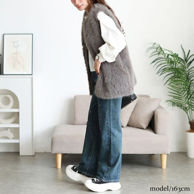 大きいサイズ レディース シャギーファーベスト　sada-6935