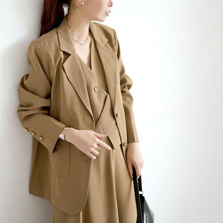 大きいサイズ レディース テーラードジャケット＆ベスト＆スカート3点セット　goldy-1746