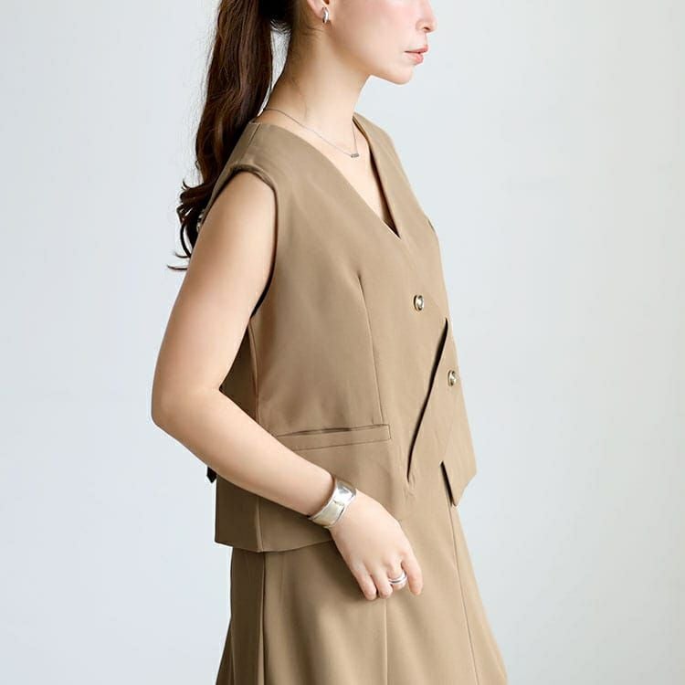 大きいサイズ レディース テーラードジャケット＆ベスト＆スカート3点セット　goldy-1746