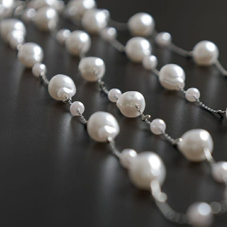 大きいサイズ レディース ドロップ＆ボールパールロングネックレス　goldy-1775【メール便可】