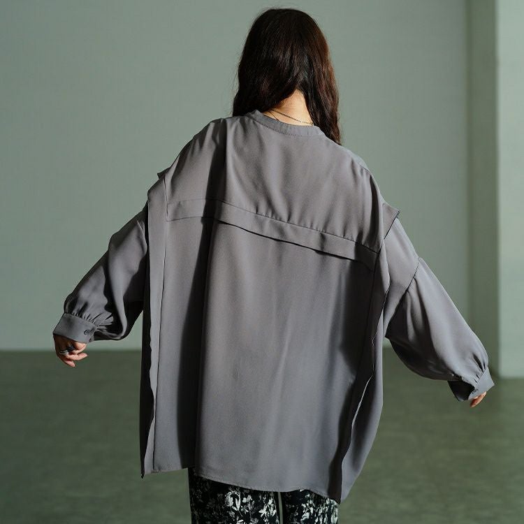 大きいサイズ レディース タックショルダースキッパーシャツ　nw-25045 【メール便可】