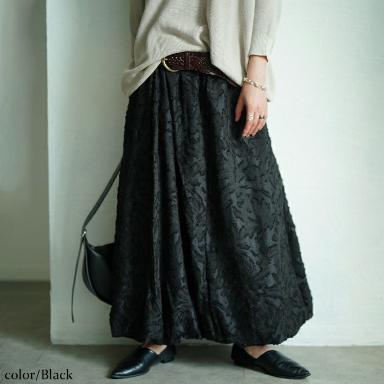 大きいサイズ レディース 花柄ジャガードバルーンスカート　nw-25044