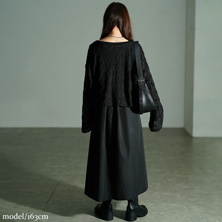 大きいサイズ レディース レースプルオーバー＆ノースリーブワンピース2点セット　nw-25043