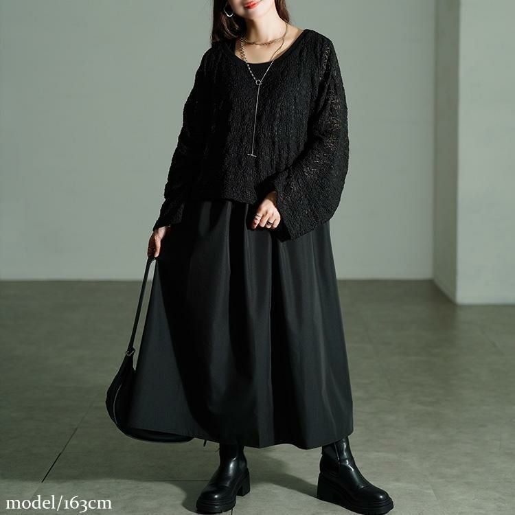 大きいサイズ レディース レースプルオーバー＆ノースリーブワンピース