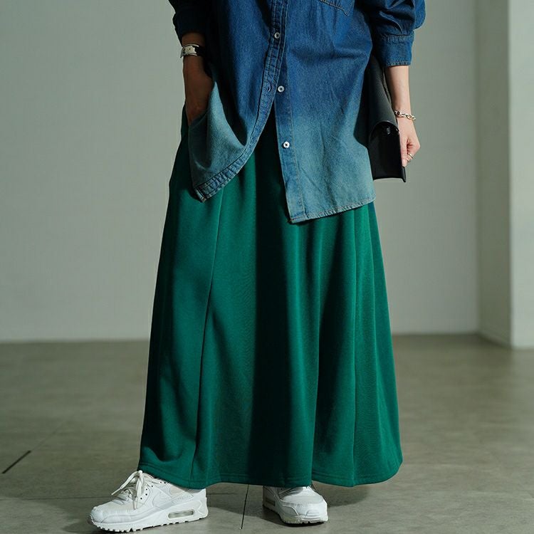 大きいサイズ レディース 裏シャギータックフレアスカート　sw-0802