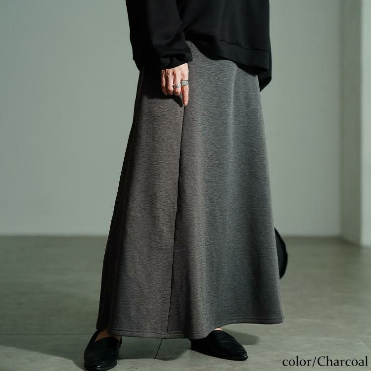 大きいサイズ レディース 裏シャギータックフレアスカート　sw-0802 チャコール