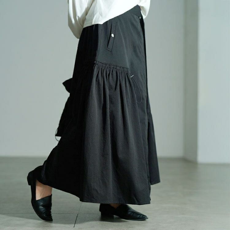 大きいサイズ レディース アシメ切り替えドロストフレアスカート　sw-0792